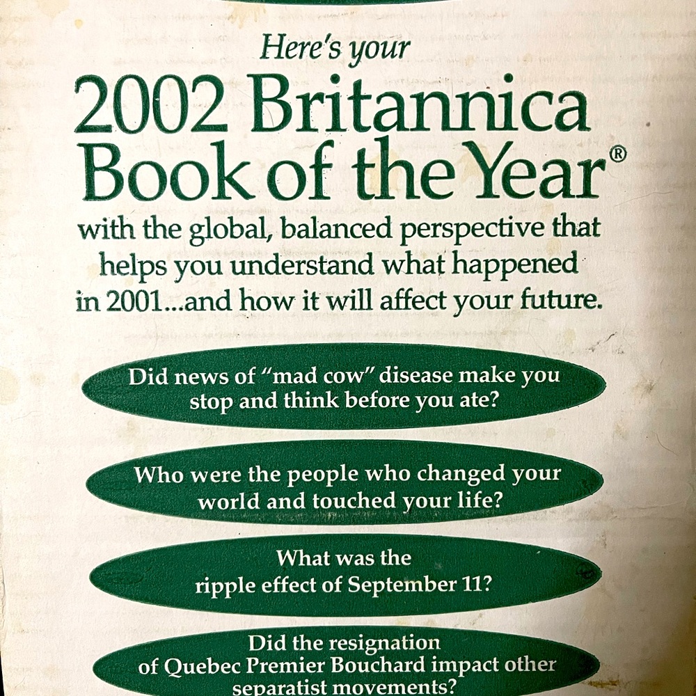BOOK is NIB 2002 Brittanica Book of the year
